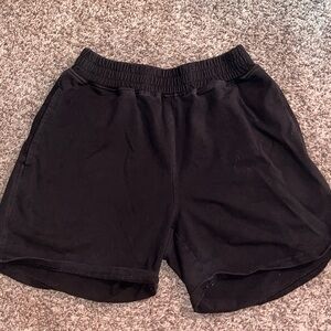 Impact small women’s workout running black shorts. 5”seam, pockets.